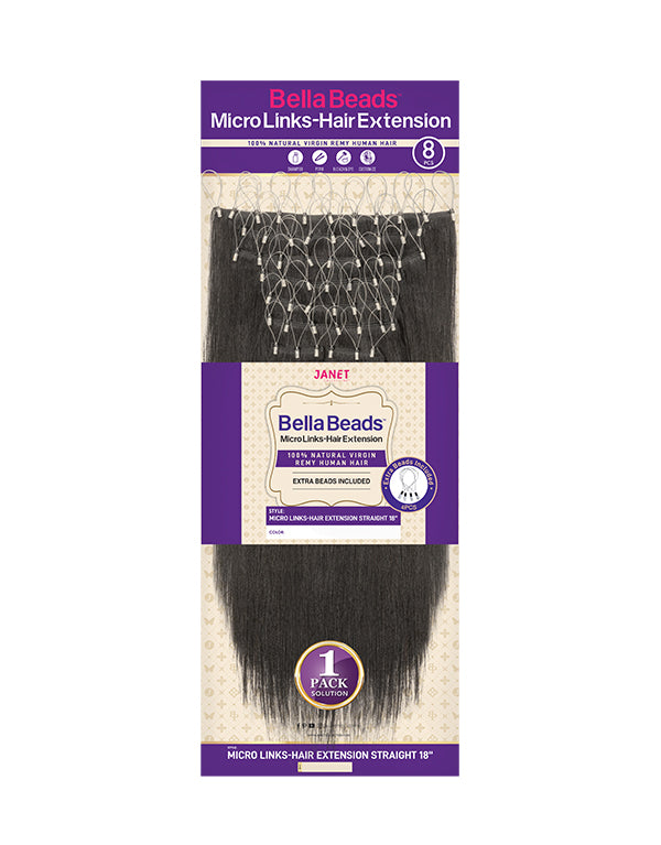 Janet Bella Beads Micro Links-Hair Extension Straight 18