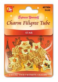 Charm Filigree Tube- (Gold) Star